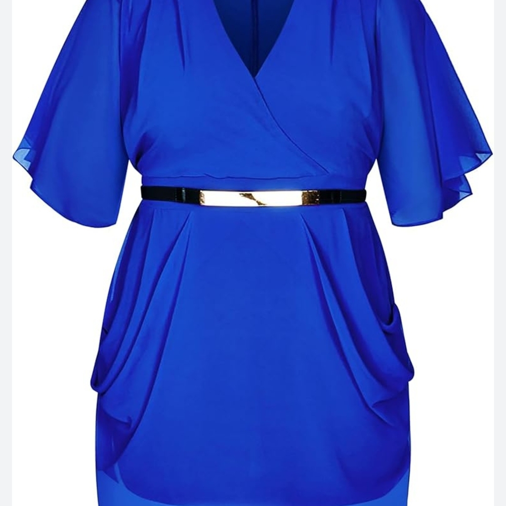 NWT City Chic XL/22 Blue Mini Dress without Belt